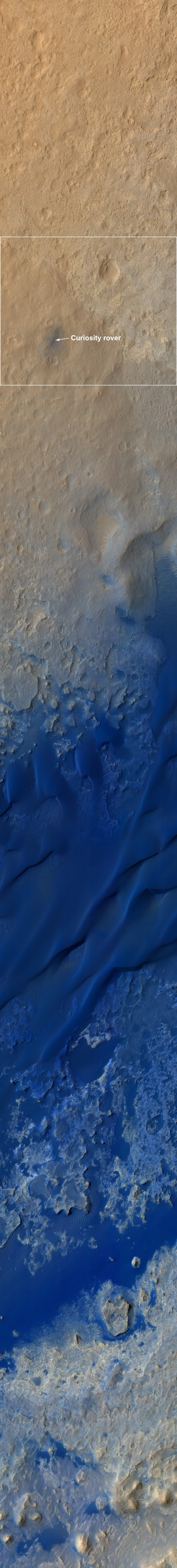 Illustration for article titled Gorgeous new photos show Curiosity, as viewed from Mars orbit, six days after touchdown
